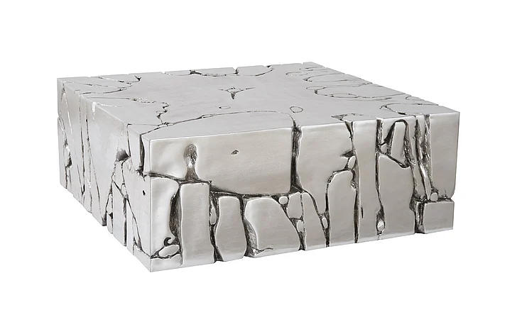 Phillips Collection Cast Naturals Chunk Square Coffee Table in Silver Leaf PH104344
