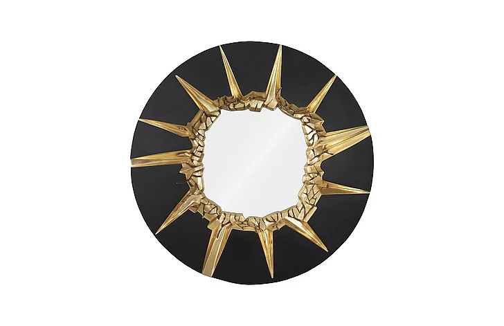 Phillips Collection Circular Cracked Mirror in Black/Gold Leaf PH104346