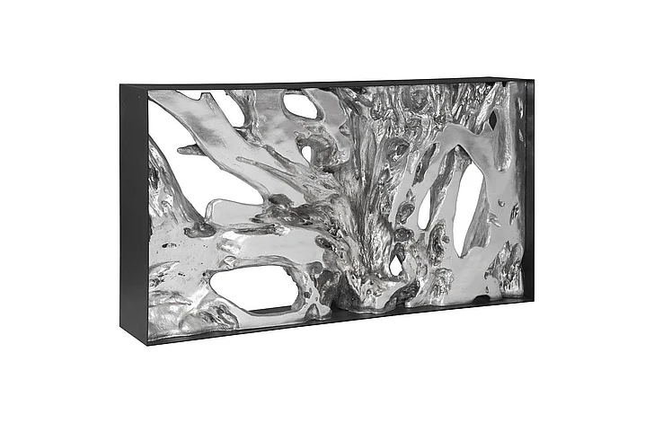 Phillips Collection Small Cast Root Metal Framed Console Table in Silver Leaf PH104350