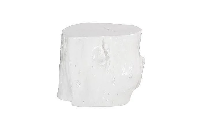 Phillips Collection Log Large Stool in Gel Coat White PH105532