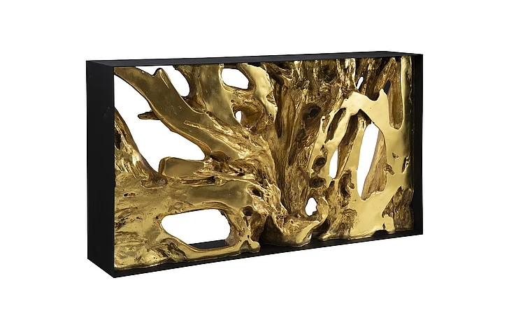 Phillips Collection Cast Root Small Framed Console Table in Gold Leaf/Black PH106037