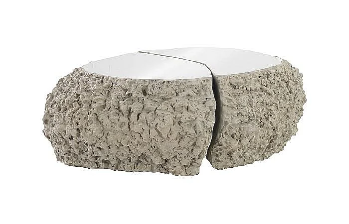 Phillips Collection Split the Difference Coffee Table in Gray and Silver PH107156