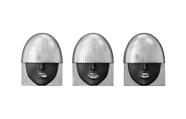 Phillips Collection Small Fashion Faces Wall Art Set of 3 in Black and Silver Leaf PH109382
