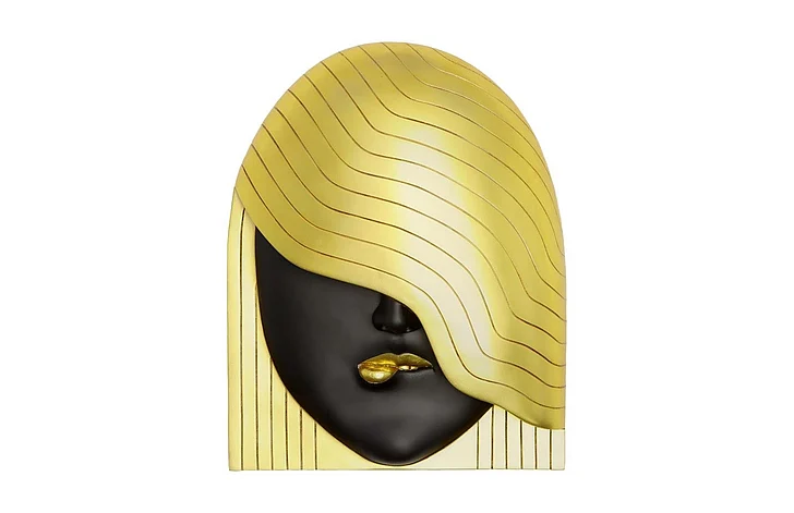 Phillips Collection Large Fashion Faces Wall Art Her Left Wave in Black and Gold PH112030