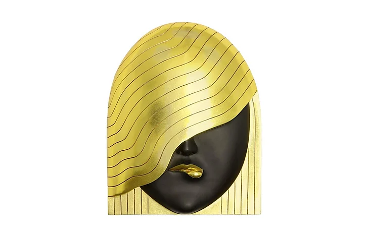 Phillips Collection Large Fashion Faces Wall Art Her Right Wave, Black and Gold PH112031