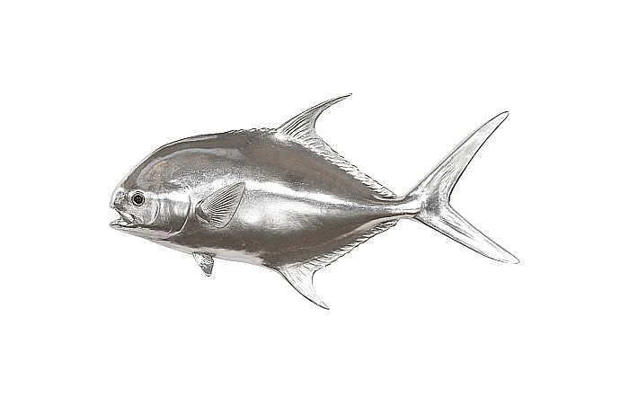 Phillips Collection Permit Fish Flat Wall Sculpture in Silver Leaf PH118798