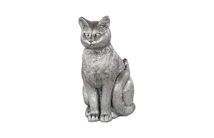 Phillips Collection Cat Sitting Sculpture in Silver Leaf PH119102