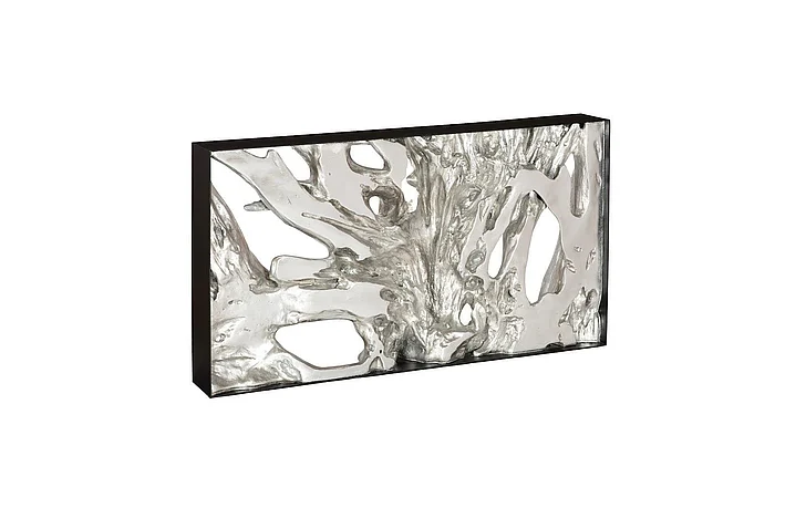Phillips Collection Small Cast Root Metal Framed Console Table in Silver Leaf PH119445