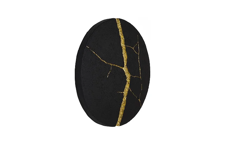 Phillips Collection Rift Wall Tile, Circle, Matte Black, Gold Leaf PH119562