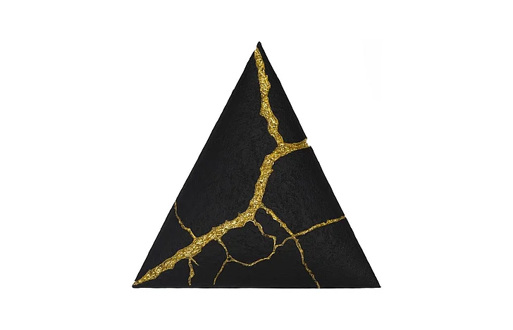 Phillips Collection Rift Wall Tile, Triangle, Matte Black, Gold Leaf PH119563