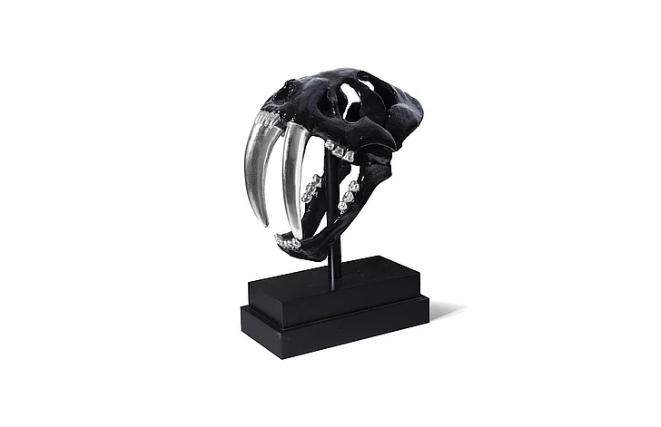 Phillips Collection Saber Tooth Tiger Scull in Black/Silver Leaf PH56705