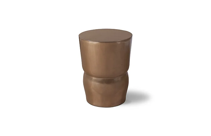 Phillips Collection Carved Stool in Polished Bronze PH60010