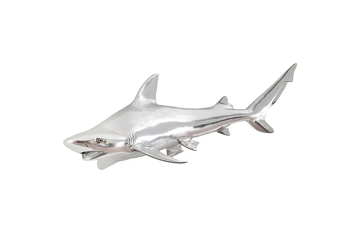 Phillips Collection Black Tip Reef Shark Wall Sculpture in Silver Leaf PH63680