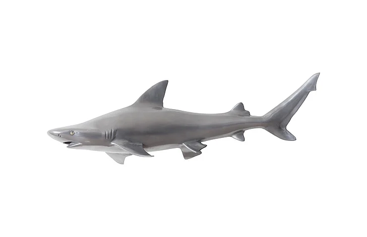 Phillips Collection Black Tip Reef Shark Wall Sculpture in Polished Aluminum PH65284