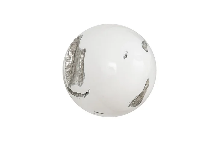 Phillips Collection Small Cast Root Wall Ball in White/Silver Leaf PH65327