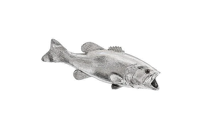 Phillips Collection Mouth Bass Fish Wall Sculpture Large in Silver Leaf PH66570
