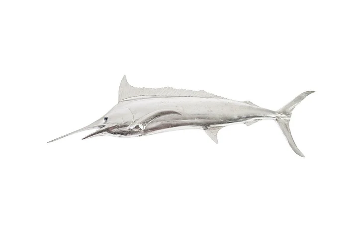 Phillips Collection Blue Marlin Fish Wall Sculpture in Silver Leaf PH66671