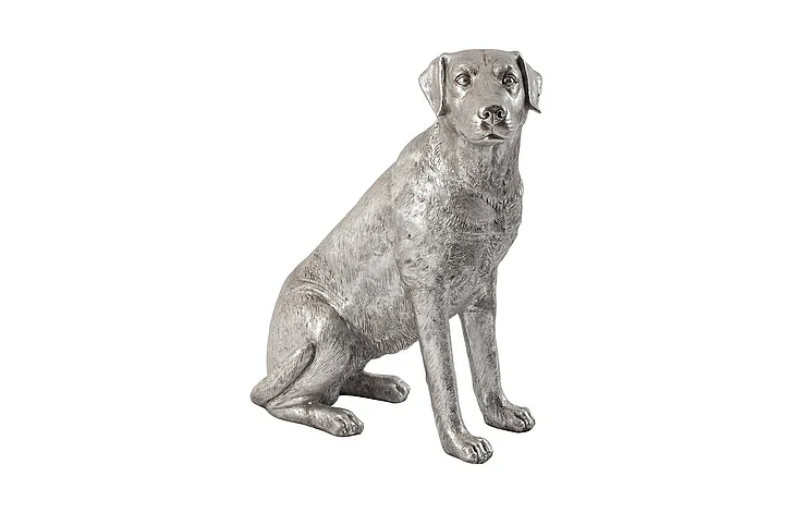 Phillips Collection Sitting Labrador Dog Sculpture in Silver Leaf PH67116