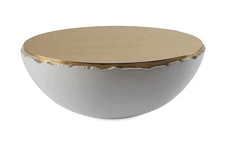 Phillips Broken Egg Coffee Table in White/Gold PH67500
