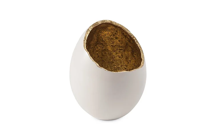 Phillips Collection Broken Egg Vase in Pearl White/Gold Leaf PH67508