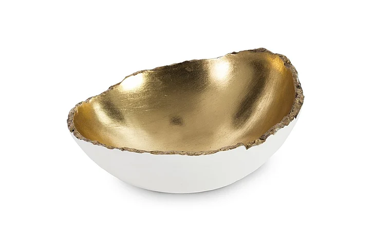 Phillips Collection Broken Egg Shallow Bowl in Pearl White/Gold Leaf PH67509