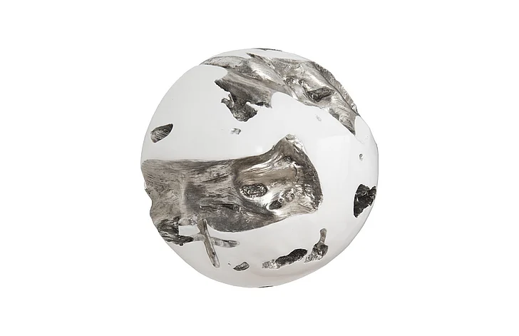 Phillips Collection Large Cast Root Wall Ball in White/Silver Leaf PH67518