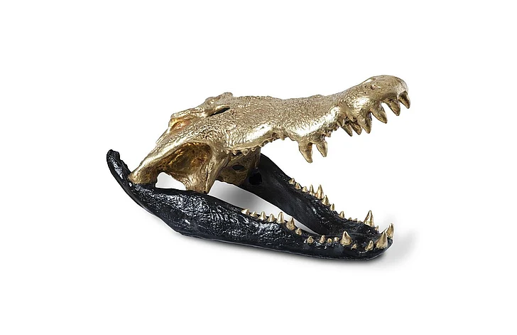 Phillips Collection Crocodile Skull in Black/Gold Leaf PH67576