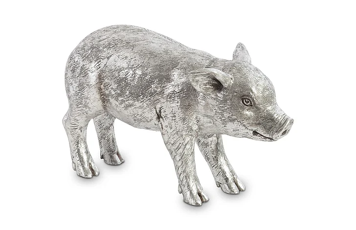 Phillips Collection Standing Piglet Sculpture in Silver Leaf PH67601