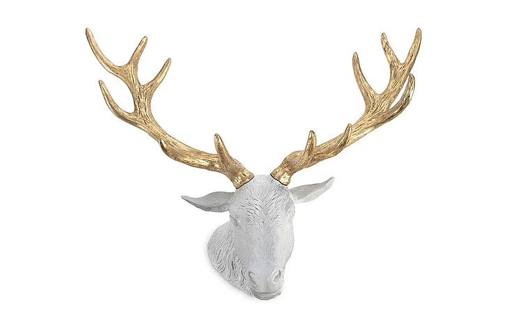 Phillips Collection Stag Deer Head Wall Art in White/Gold Leaf PH67604