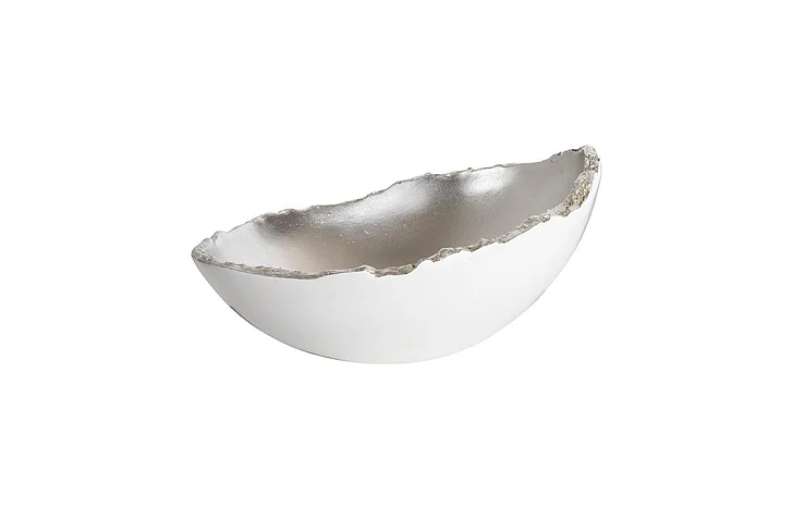 Phillips Collection Broken Egg Bowl in White and Silver Leaf PH67622