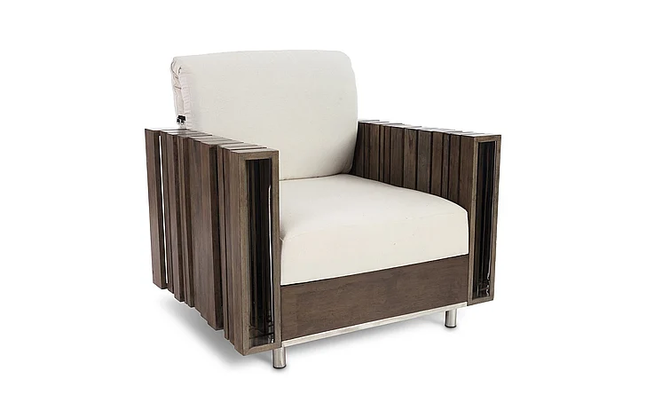 Phillips Collection Barcode Club Chair in Rustic Brown/White PH75341