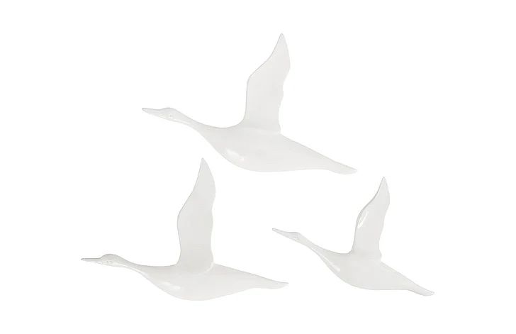 Phillips Collection Flying Ducks in Gel Coat White Set of 3