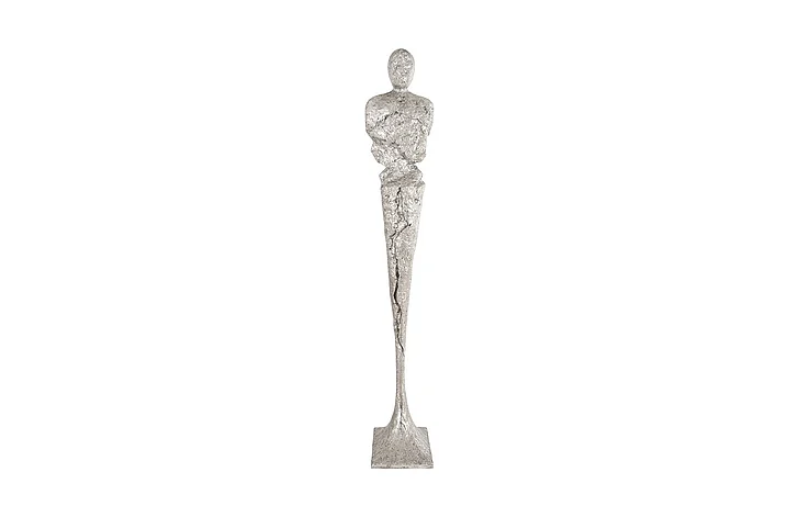 Phillips Collection Tall Chiseled Male Sculpture in Silver Leaf PH76687
