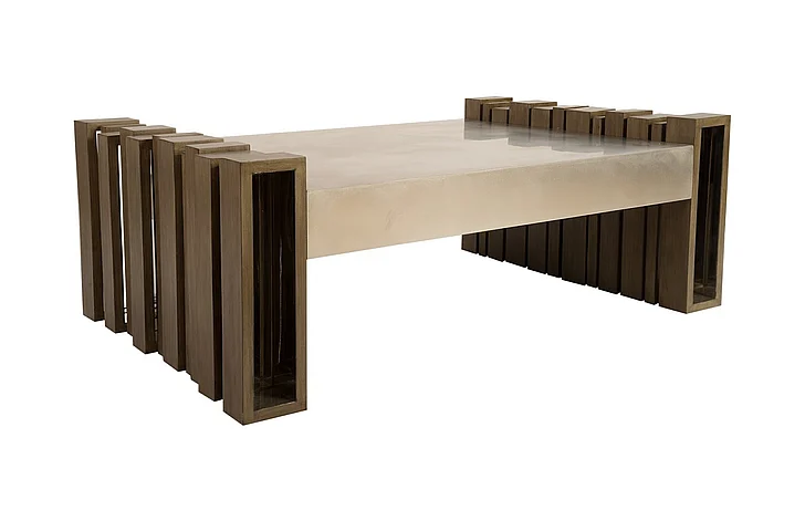 Phillips Collection Barcode Coffee Table in Mahogany/Stainless Steel PH76981