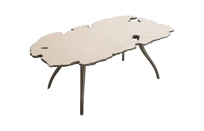 Phillips Collection Lava Coffee Table on Iron Legs in Black and Silver PH80011
