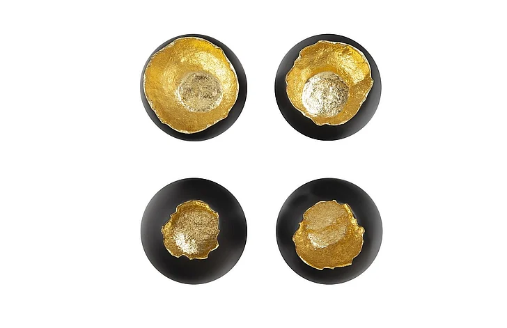 Phillips Collection Broken Egg Wall Art in Black and Gold Leaf (Set of 4)