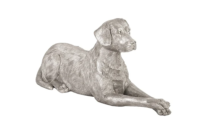 Phillips Collection Laying Labrador Dog Sculpture in Silver Leaf PH81459
