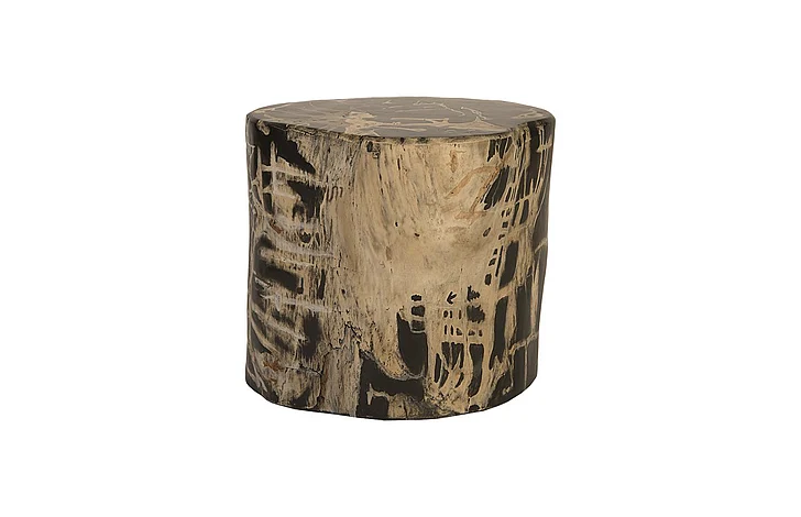 Phillips Collection Cast Naturals Patterned Round Cast Petrified Wood Stool in Natural PH82367