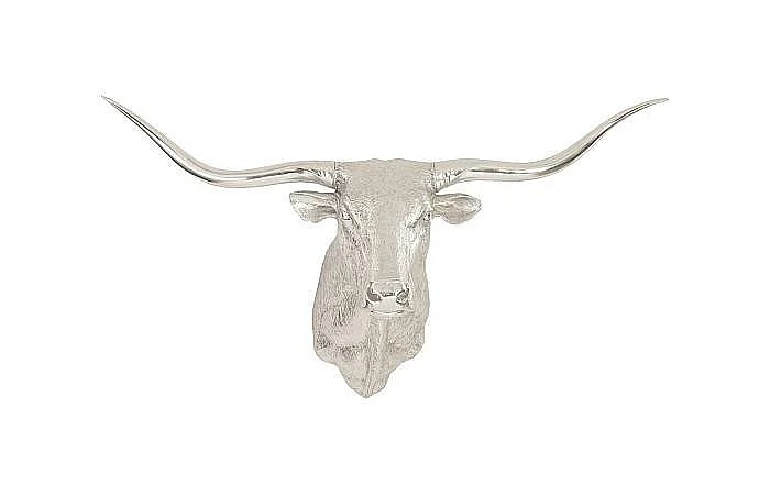 Phillips Collection Longhorn Bull Wall Art in Silver Leaf PH83141