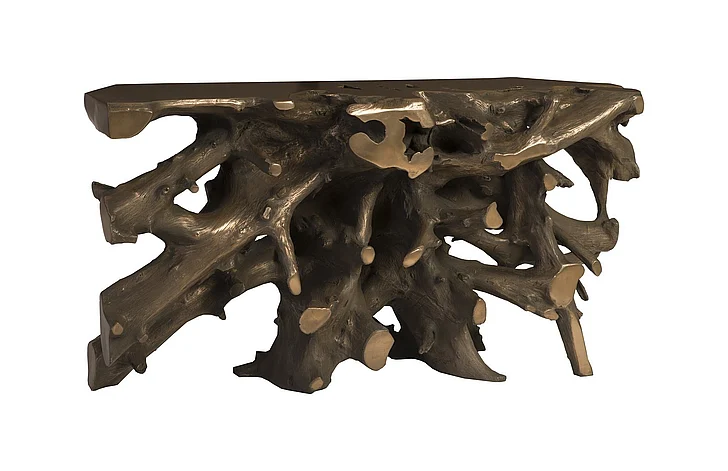 Phillips Collection Cast Naturals Cast Root Console Table in Bronze PH92550