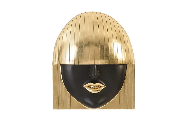 Phillips Collection Large Smile Fashion Faces Wall Art in Black and Gold Leaf PH94746