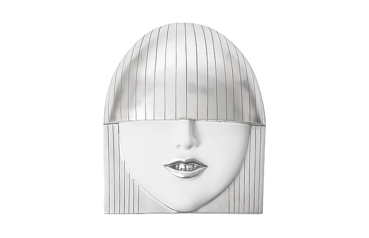 Phillips Collection Large Smile Fashion Faces Wall Art in White and Silver Leaf PH94749