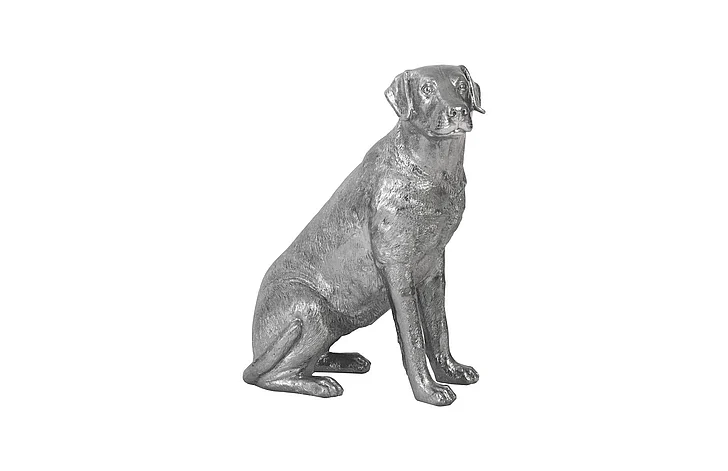 Phillips Collection Sitting Labrador Dog Sculpture in Liquid Silver PH95581