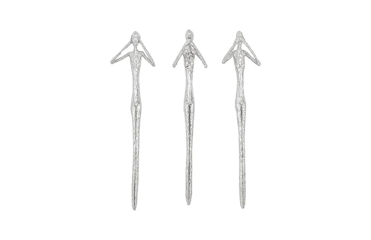 Phillips Collection See, Hear, Speak No Evil Wall Art Set in Silver Leaf PH97353