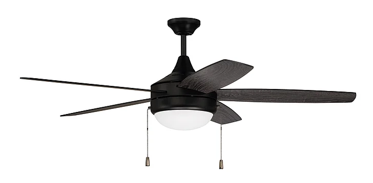 Craftmade 52" Phaze 5 in Flat Black w/ Flat Black/Greywood Blades PHA52FB5