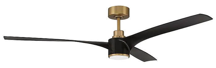 Craftmade Phoebe 60" 3-Blade Ceiling Fan in Flat Black/Satin Brass PHB60FBSB3-NWF