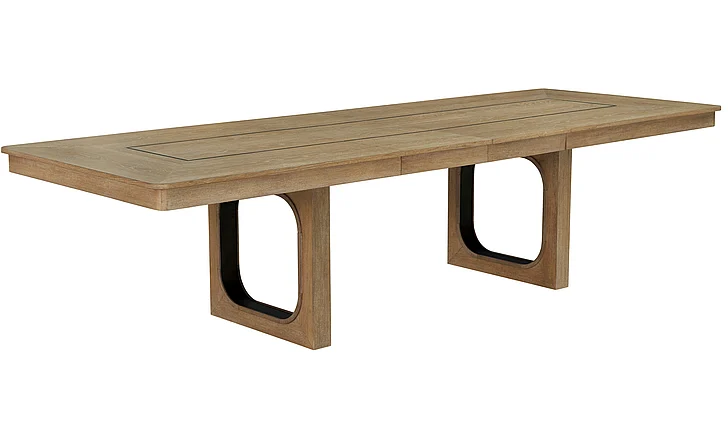 Parker House Escape 84 In. Extendable Table in Glazed Natural Oak Black Metal Trim DESC#84REC-2