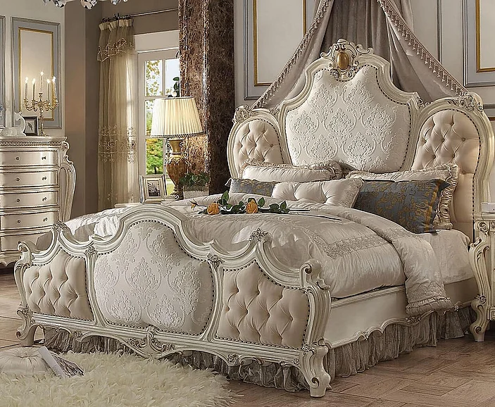 Acme Picardy Upholstered Cal King Bed in Antique Pearl 26874CK