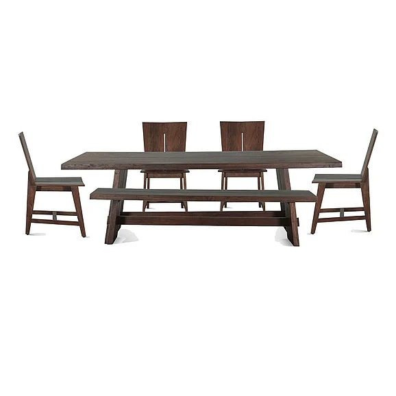 HTD Piedmont 6pcs 94" Dining Room Set in Coffee Bean
