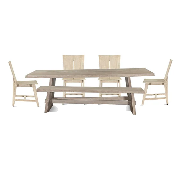 HTD Piedmont 6pcs 94" Dining Room Set in Matte Driftwood